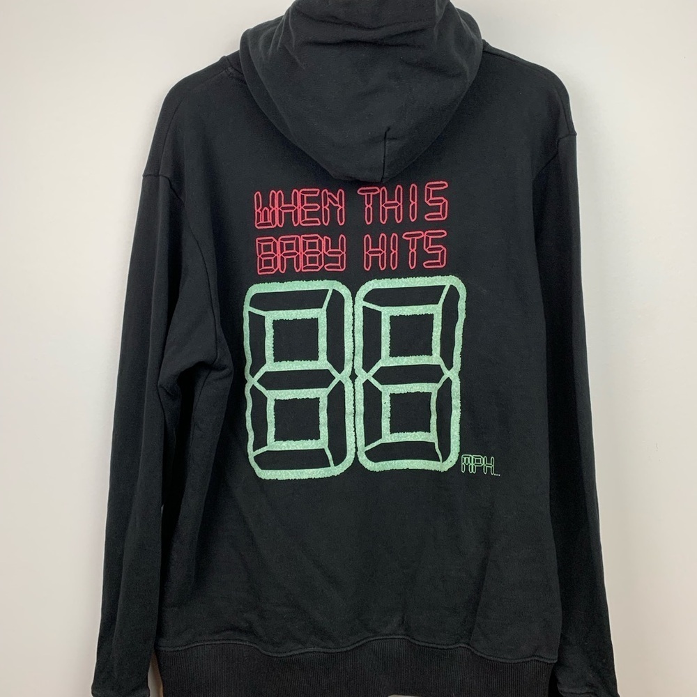 Criminal Damage Hoodie Sweater Black Back To The Future Size Large 80s Movie - Picture 2 of 13